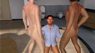 Three sexy 3D brunette studs are fucking porn video